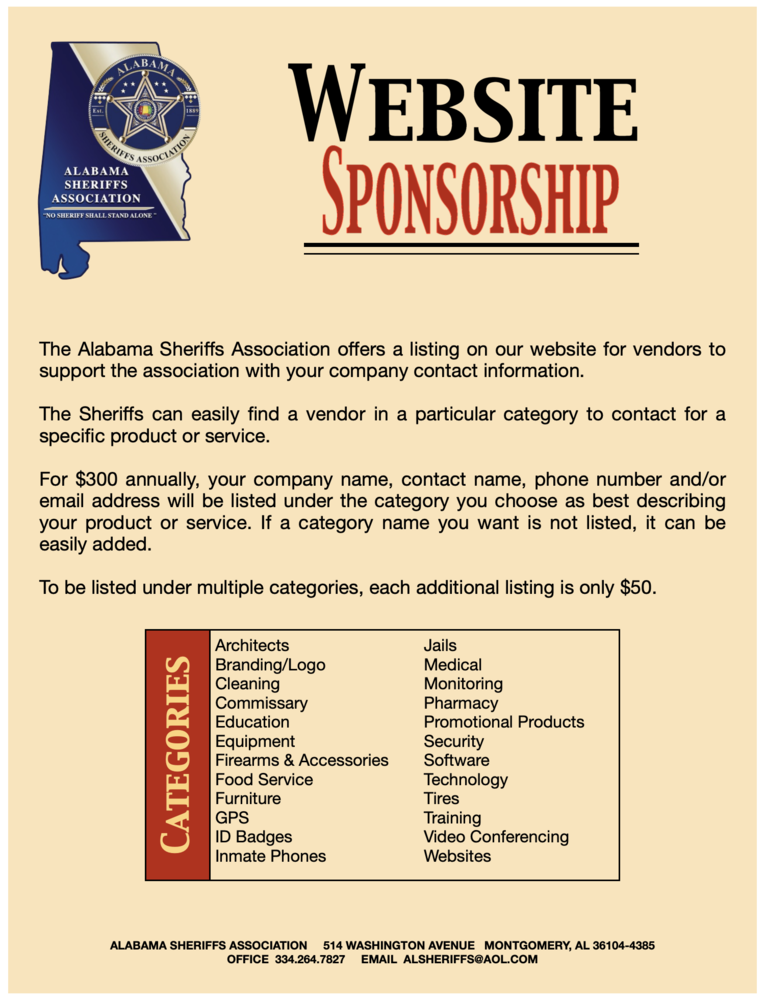 website sponsor page 1 - all information listed below